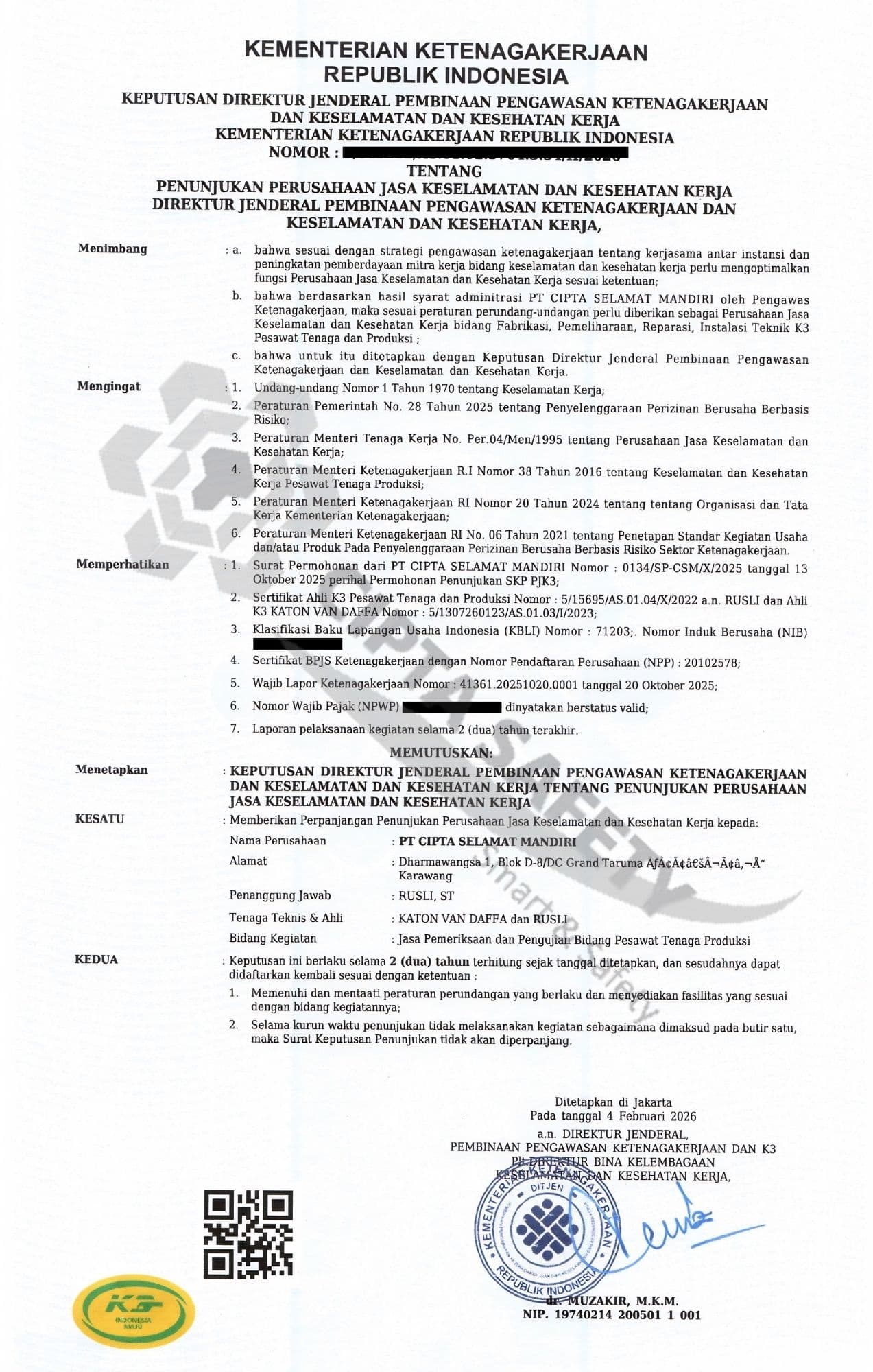 Sertifikat SKP PJK3 Bidang Pesawat Tenaga dan Produksi (PTP)