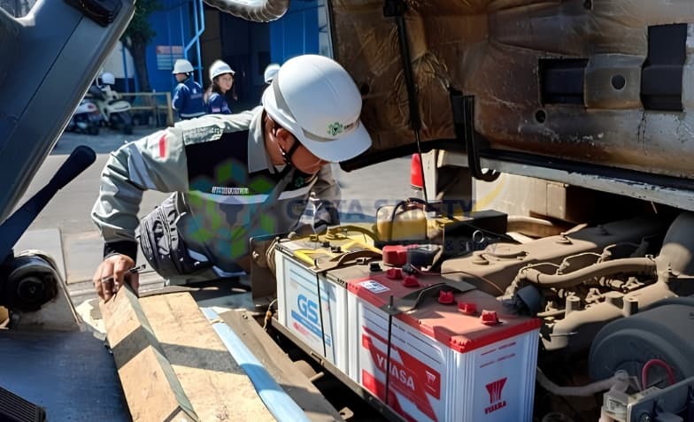 Dokumentasi pemeriksaan dan pengujian Forklift TCM FD70Z-8 PT. PAL Indonesia